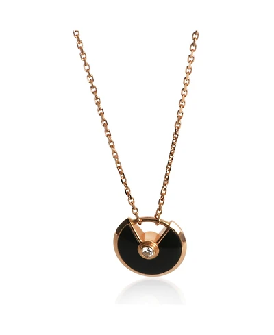 Pre-Owned Cartier Rose Gold Diamond Extra Small Model Amulette Necklace