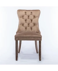 flynama Modern Tufted Velvet Dining Chair Set of 2, Solid Wood Legs, Nailhead Trim, Mid-Century Style