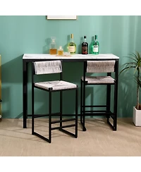 flynama Hand Woven Paper Rope Bar Stools Set of 2 with Back