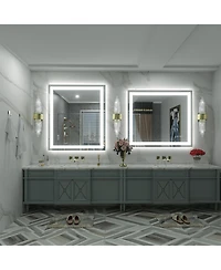 Apmir 30" x 36" Super Bright Front and Back Led Lighted Anti-Fog Tempered Glass Bathroom/Vanity Mirror with Etl and 3-Year Warranty