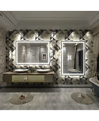 Apmir 51" x 36" Super Bright Front and Back Led Lighted Anti-Fog Tempered Glass Bathroom/Vanity Mirror with Etl and 3-Year Warranty