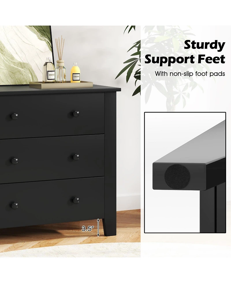 Sugift Wide Three Drawer Dresser Modern Storage Organizer