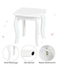 Gouun Kids Princess Dressing Table Set with Tri-Folding Mirror and Stool