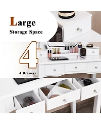 Gouun 10-Light Makeup Vanity Desk with 5 Drawers, Detachable Organizers and Padded Stool