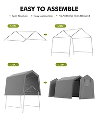 homfan Heavy-Duty Portable Outdoor Storage Tent and Motorcycle Shelter, Waterproof 220gsm Pe Canopy Carport with Dual Zipper Doors and Vents