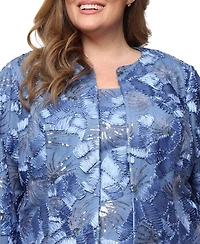 Alex Evenings Plus Scoop Neck Dress and Soutache Open Jacket, 2-Piece Set