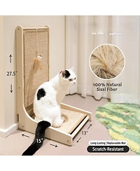 Aronkl Cat Scratcher Sisal Ramp L Shape Scratch Pad Indoor Cats Wall Furniture Protector Large