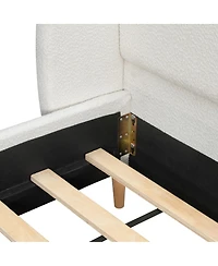 Streamdale Furniture Boucle Platform Bed with Wingback Headboard