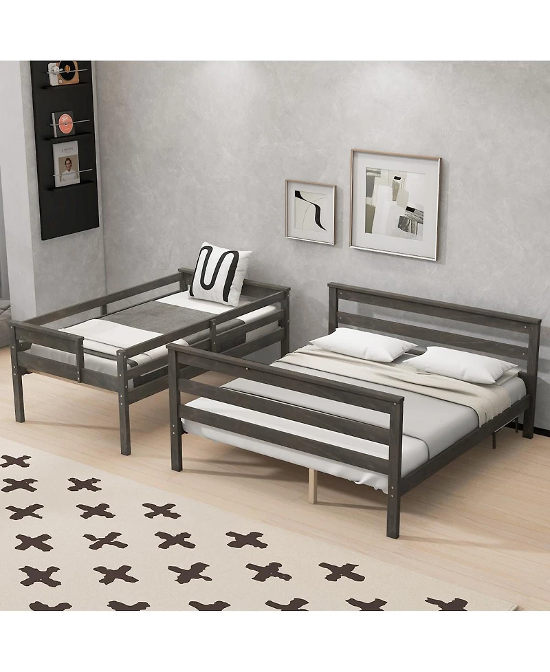 Streamdale Furniture Wood Twin Xl over Queen Bunk Bed with Ladder