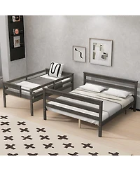 Streamdale Furniture Wood Twin Xl over Queen Bunk Bed with Ladder