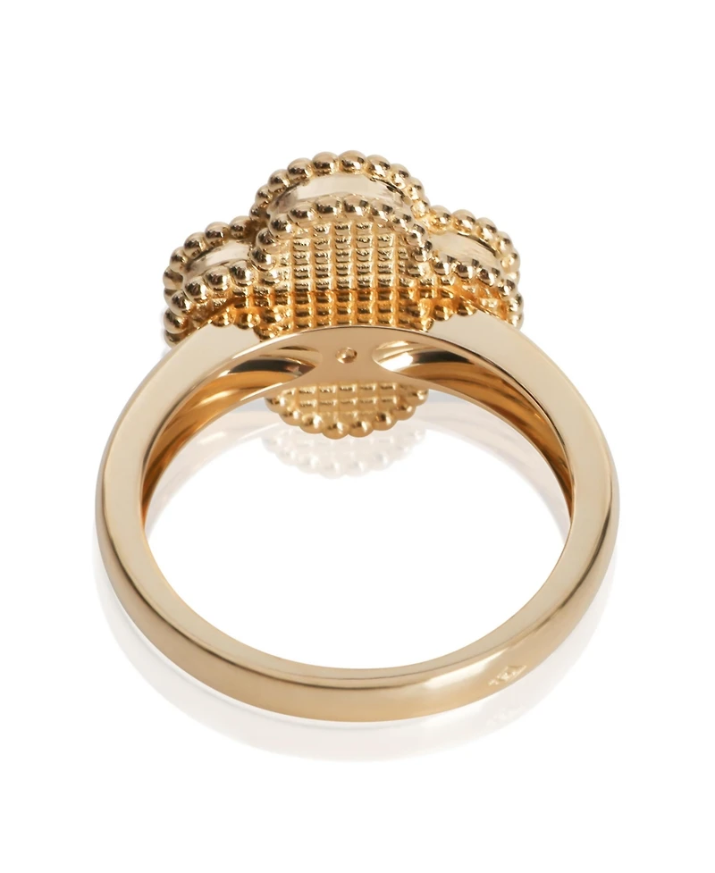 Pre-Owned Van Cleef & Arpels Yellow Gold Carnelian and Diamond Vintage Alhambra Ring
