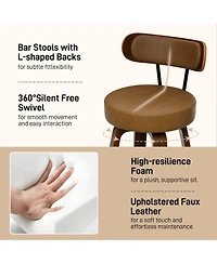 Dyhome 24 inches Bar Stools Set of 3, Modern Counter Height with Wood Back, Boucle Fabric Upholstered Barstools for Home, Cafe