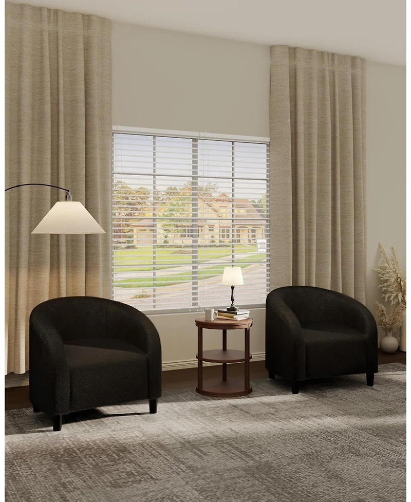 gaomon Accent Chair Set of 2 Living Room Chairs Barrel Boucle Chairs Comfy Armchairs for Bedroom Reading Room Reception Chairs