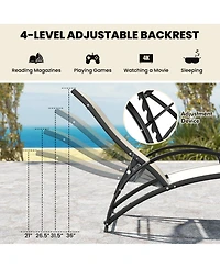 Gymax 2-in-1 Outdoor Rocking Chair with 4-Position Adjustable Backrest Curved Armrests