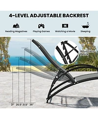 Gymax 2PCS 2-in-1 Outdoor Rocking Chair with 4-Position Adjustable Backrest Curved Armrests