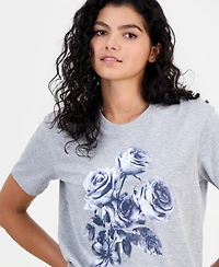 Self Esteem Juniors' Rose Graphic-Print Short-Sleeve T-Shirt