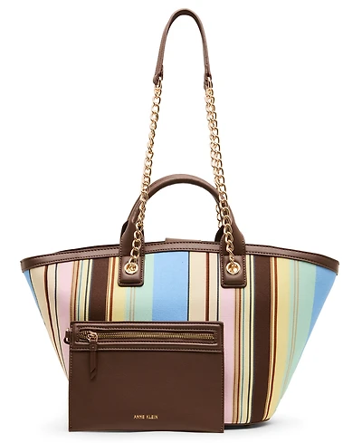 Anne Klein Mixed Stripe Small Tote Handbag
