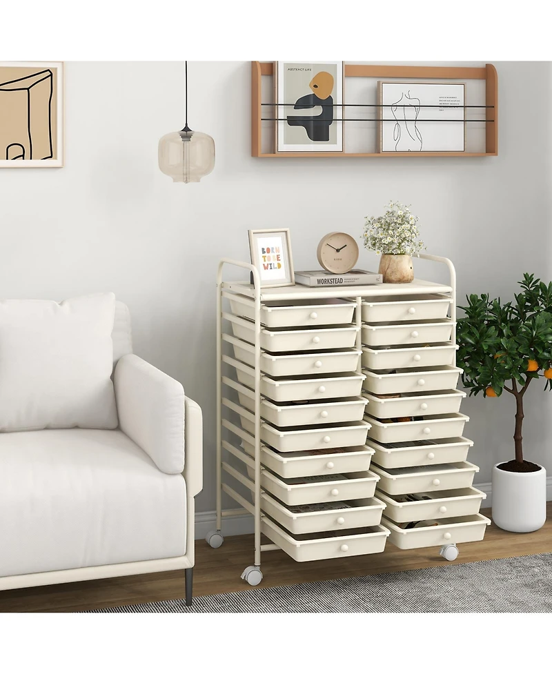 Slickblue Rolling Storage Cart 20 Drawer Organizer for Studio Use