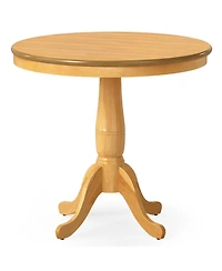 Slickblue Round Wooden Pedestal Side Table, Pub Style Accent Table for Living Room