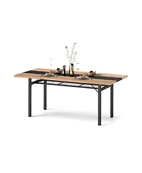 Slickblue 6 Foot Dining Table with Heavy Duty Metal Frame Seats 6-8