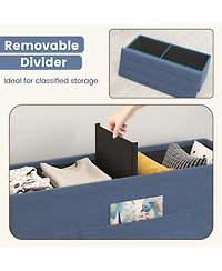 Gouun 43 in Folding Storage Ottoman Bench with Padded Linen Seat
