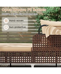Gouun Wicker Outdoor Daybed with Retractable Canopy and Cushions