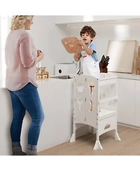 Gouun Kids Folding Kitchen Step Stool 3-10 with Safety Rails