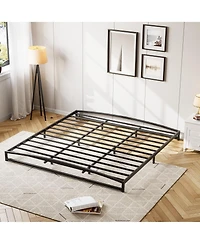 homfan Metal Platform Bed Frame with Arch Headboard and Footboard, Low Profile Steel Slat Support