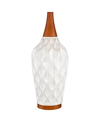 360 Lighting Mid Century Modern Table Lamp with Usb Charging Port 30" Tall Ceramic Fabric Drum Shade for Living Room