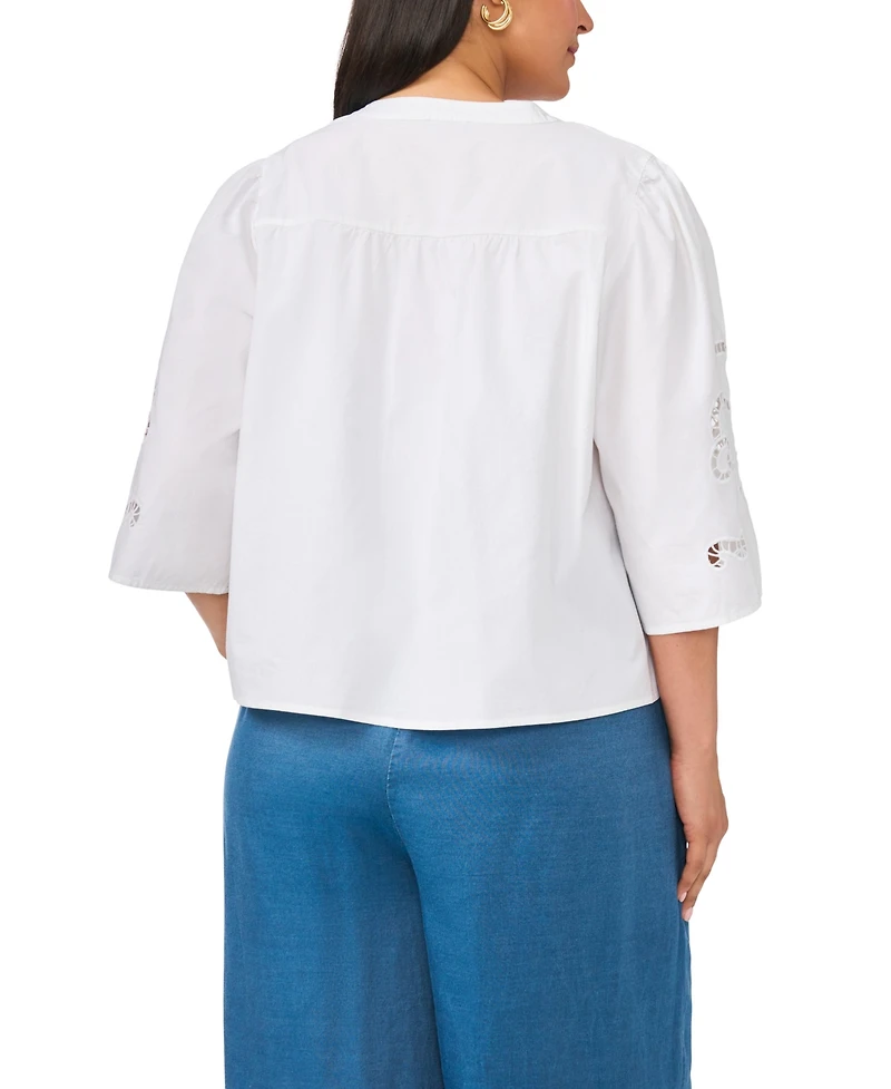 Vince Camuto Plus 3/4-Length-Sleeves V-Neck Blouse