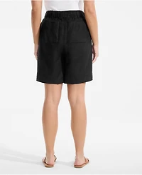 Lands' End Women's Plus Linen High Rise Pull On 7" Shorts