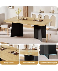 gaomon 63" Dining Table for 6-8, Modern Design with Large Top & Sturdy Pedestal Legs Kitchen or Conference Room