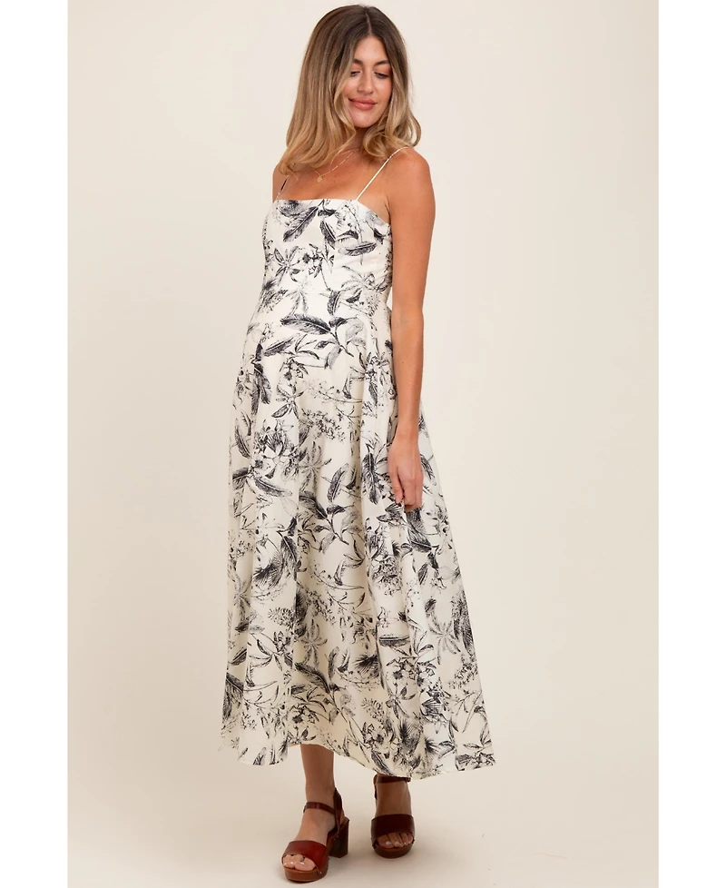 Pinkblush Maternity Light Pink Linen A-Line Flared Midi Dress