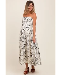 Pinkblush Maternity Light Pink Linen A-Line Flared Midi Dress