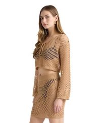 Nvlt Women's Crochet Swim Cover Up Top and Skirt Set