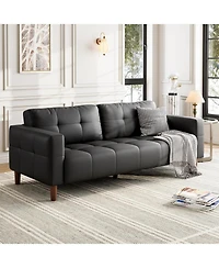 gaomon 3-Seater Sofa Couch, 83 Wide Faux Leather Couch with Spring Cushion, Modern Deep Seats and 2 Removable Back Cushions