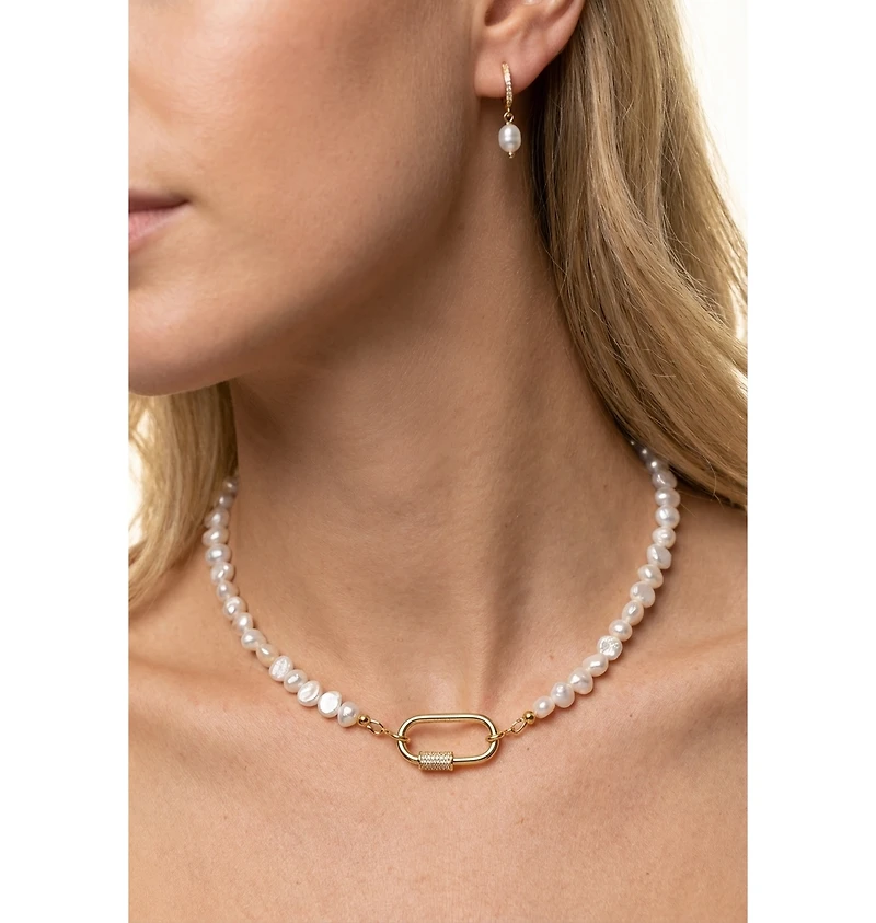 Joey Baby Freshwater Pearl Gold-Tone Layered Necklace And Huggie Earring Set