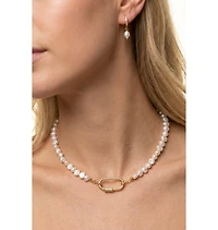 Joey Baby Freshwater Pearl Gold-Tone Layered Necklace And Huggie Earring Set