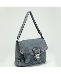 Luma Denim Flap Shoulder Bag Crossbody Purse Casual Blue Jean Handbag Adjustable Strap Everyday Small Messenger Bag