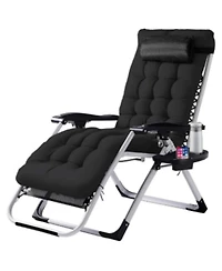 Yiortwo Zero Gravity Recliner Chair Folding Patio Lounge with Cushion Cup Holder