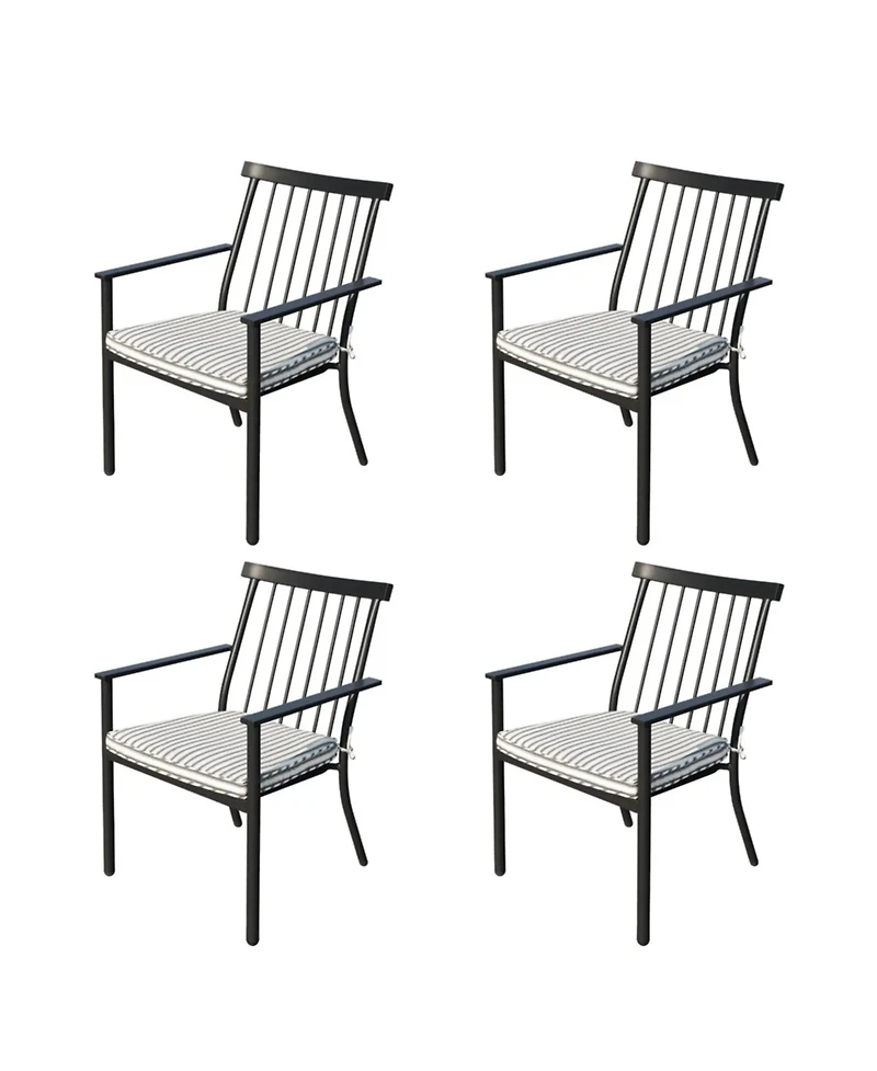 Yiortwo Set of 4 Patio Dining Chairs with Cushions, Stackable Wrought Iron Chairs