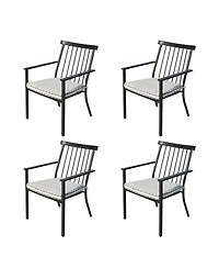 Yiortwo Set of 4 Patio Dining Chairs with Cushions, Stackable Wrought Iron Chairs