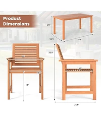 Gymax 7-Piece Patio Wood Dining Table Set Outdoor Rectangular Table and 6 Armchairs