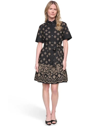 Jessica Howard Petite Short-Sleeve Fit and Flare Shirt Dress
