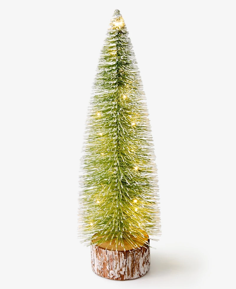 Holiday Lane Northern Lights Green Sisal Tree with Wood Base Led Light-Up Decor