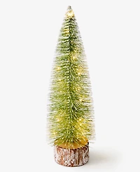 Holiday Lane Northern Lights Green Sisal Tree with Wood Base Led Light-Up Decor