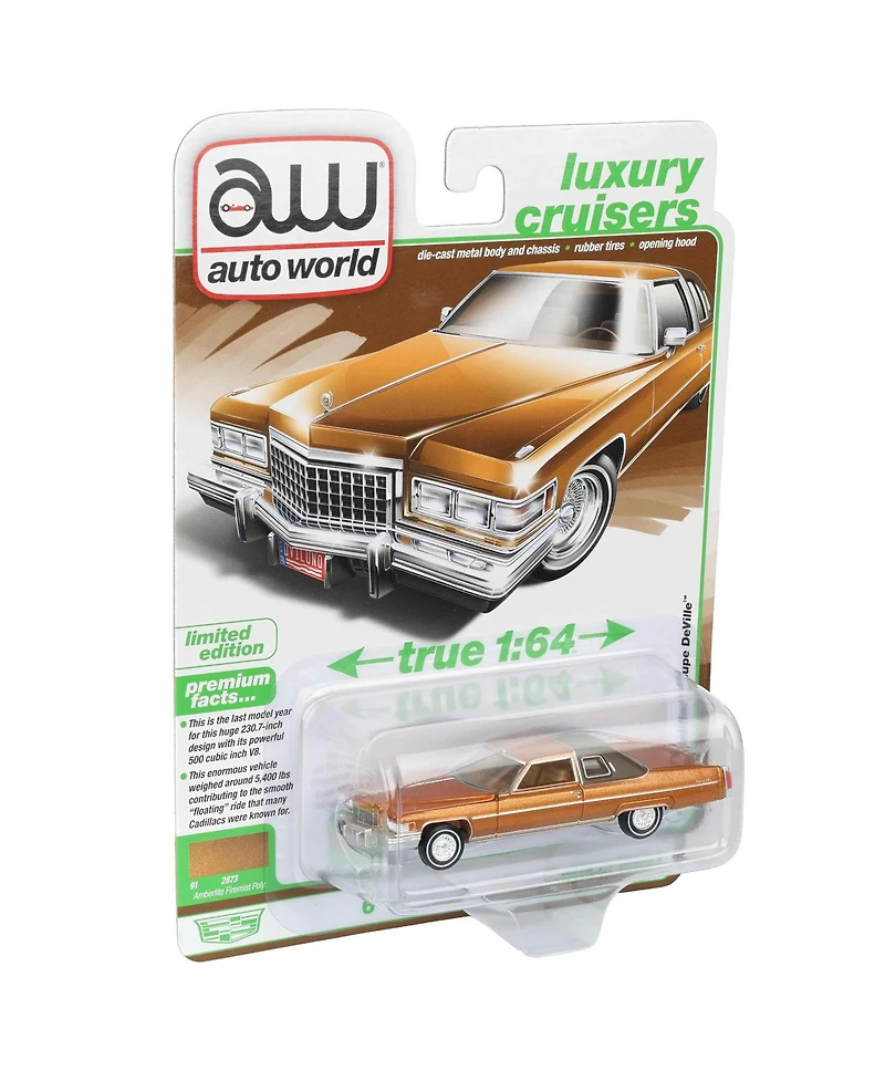 Auto World 1/64 1976 Cadillac Coupe DeVille, Amberlite Firemist Poly, Luxury Cruisers Series