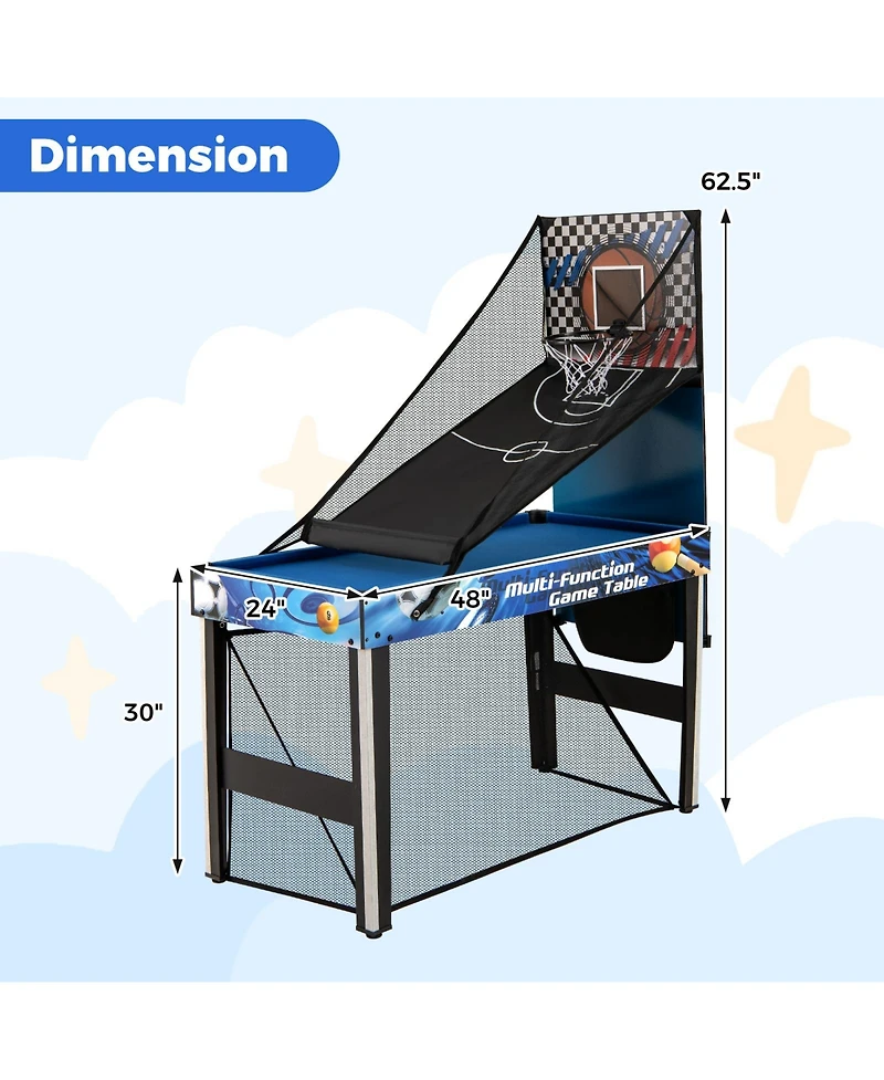 Slickblue Multi Game Table Set 10-in-1 with Table Tennis, Basketball, Soccer and More Indoor Games