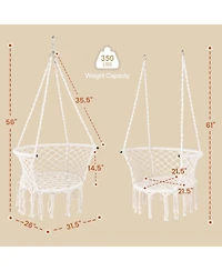 Hanging Hammock Chair with Cotton Rope, Macrame Swing Seat for Home Patio