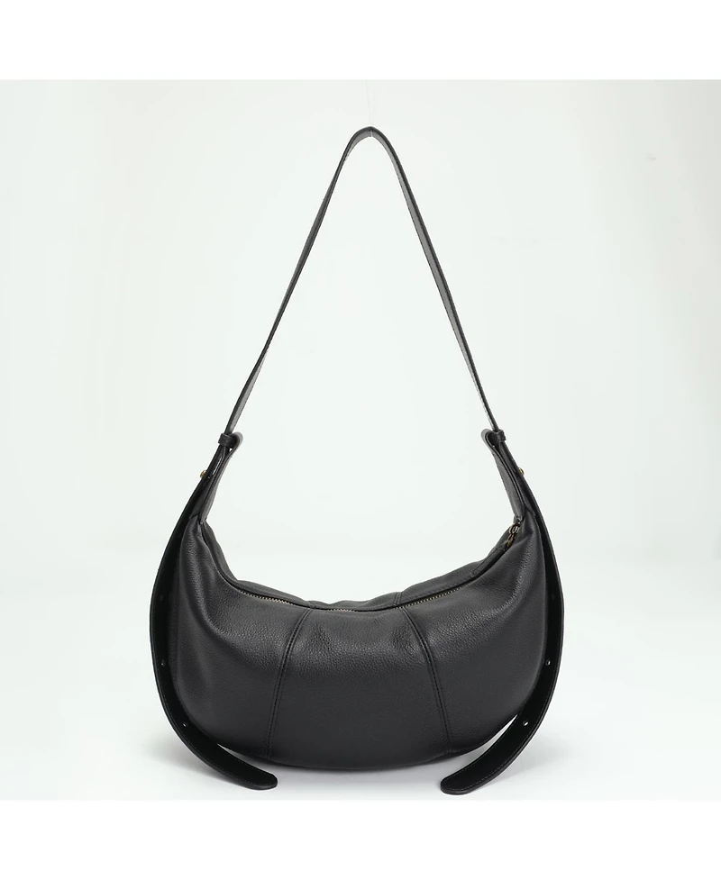 Susu Vera Leather Crescent Bag Half-Moon Hobo Croissant Style Dumpling Shoulder Purse
